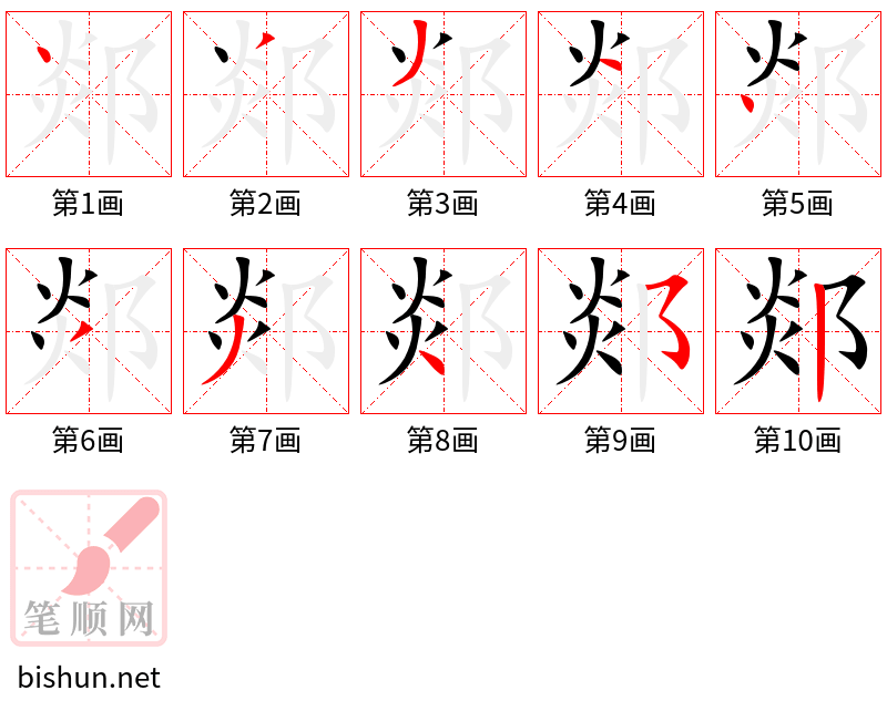 郯 笔顺规范