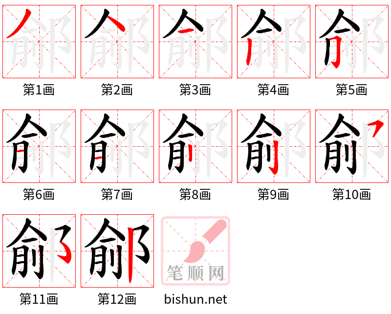 鄃 笔顺规范