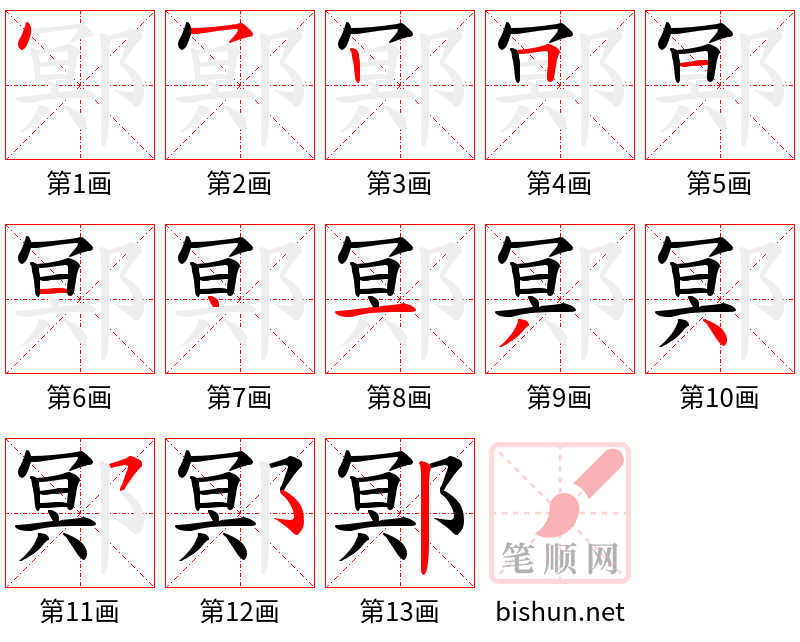 鄍 笔顺规范