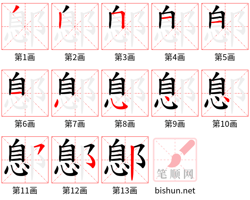 鄎 笔顺规范