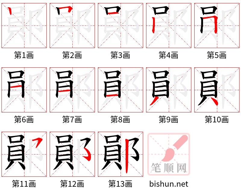 鄖 笔顺规范