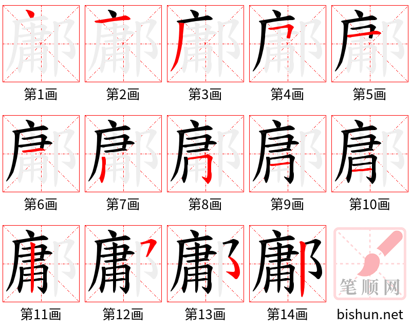 鄘 笔顺规范