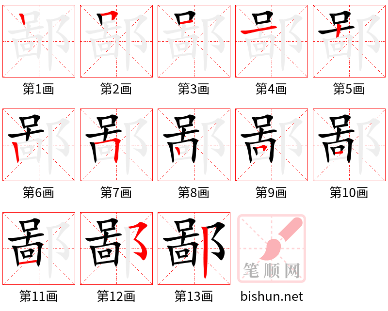 鄙 笔顺规范