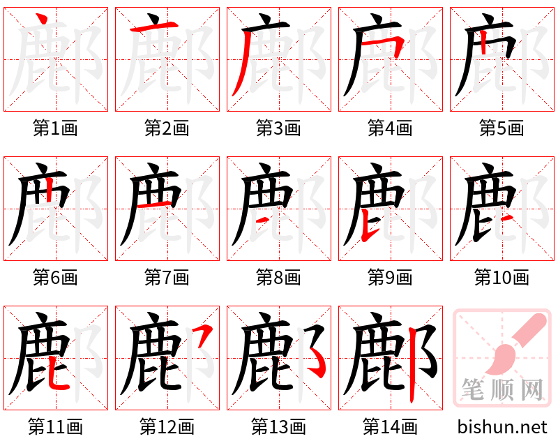 鄜 笔顺规范