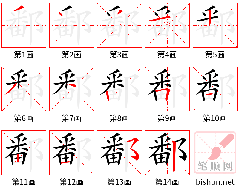 鄱 笔顺规范