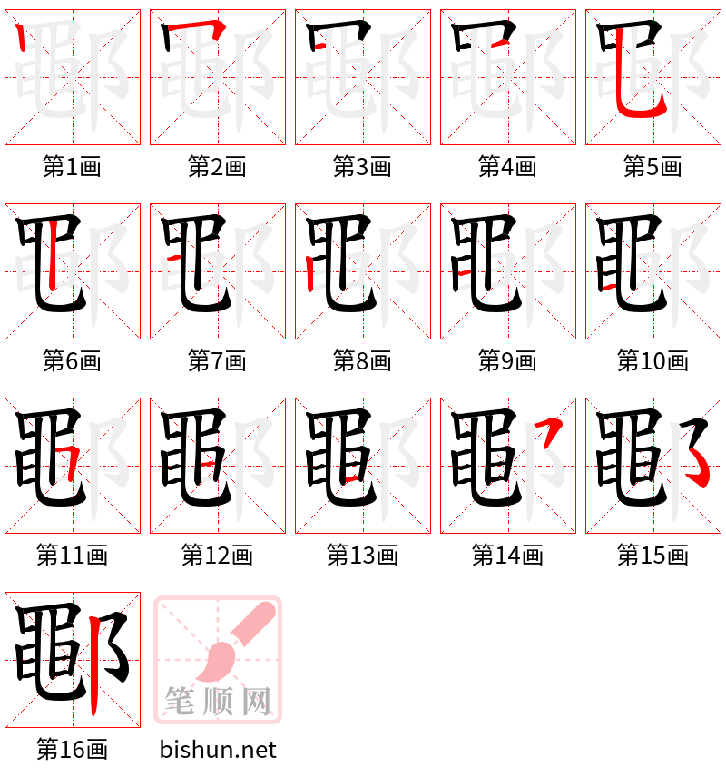 鄳 笔顺规范