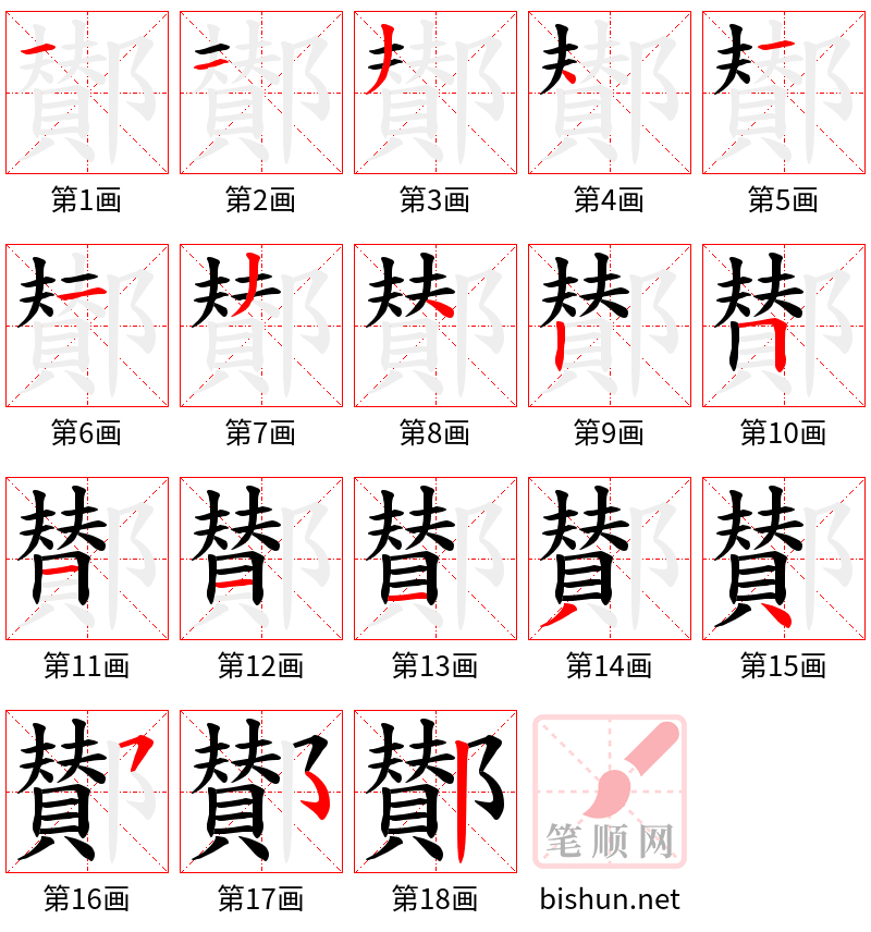 鄼 笔顺规范