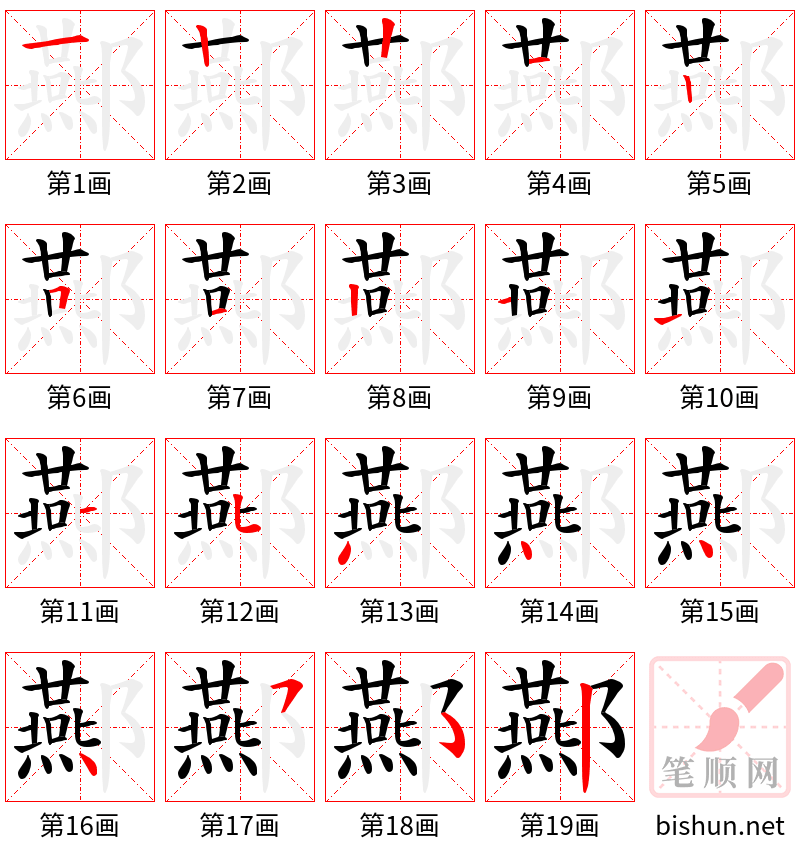 酀 笔顺规范