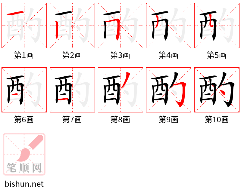 酌 笔顺规范