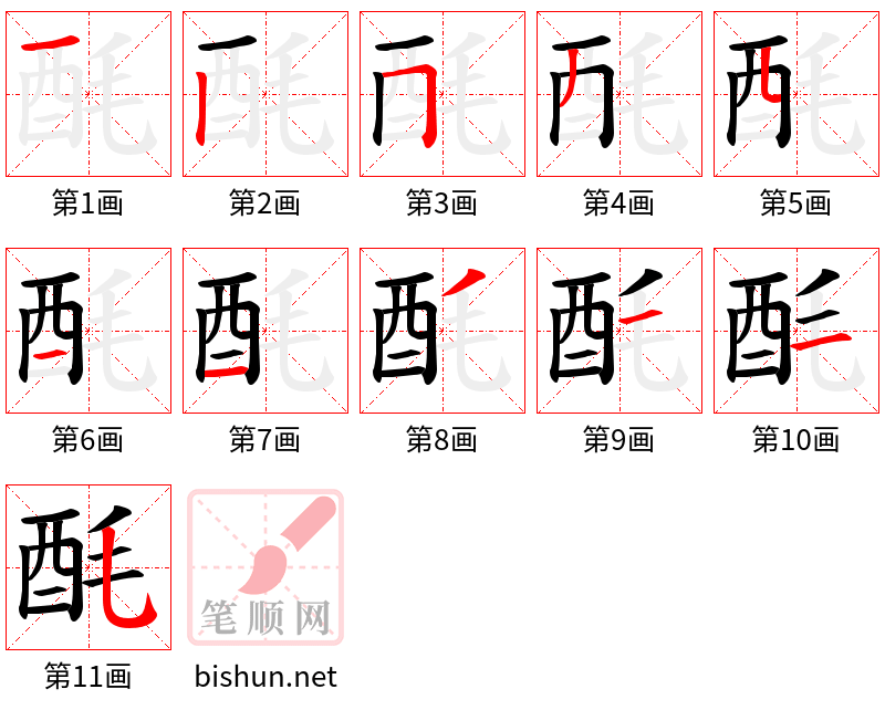 酕 笔顺规范