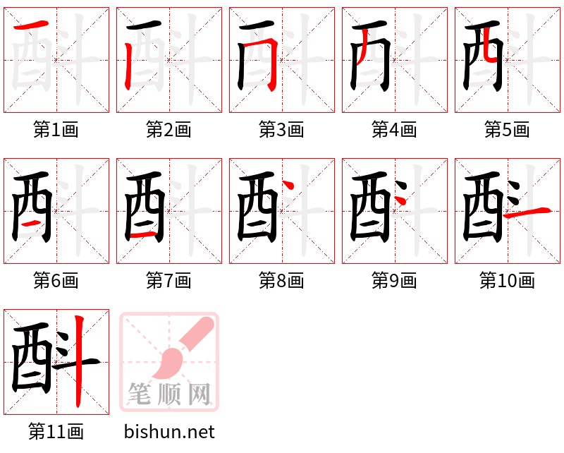 酙 笔顺规范