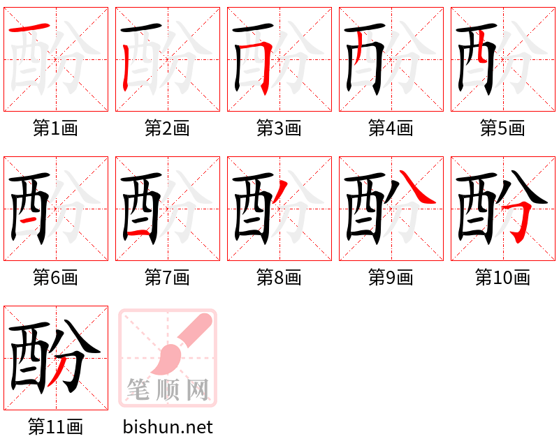 酚 笔顺规范