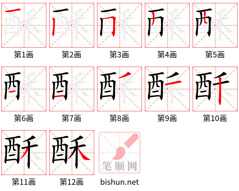 酥 笔顺规范