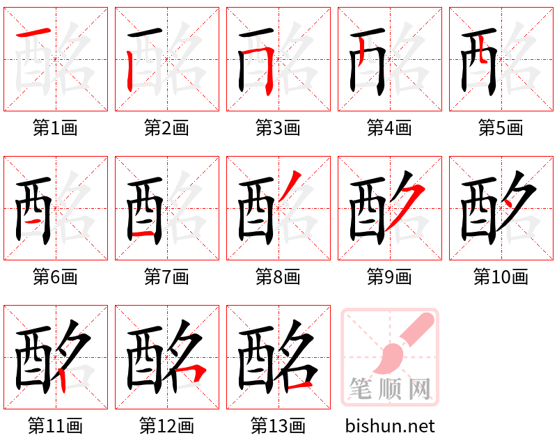 酩 笔顺规范