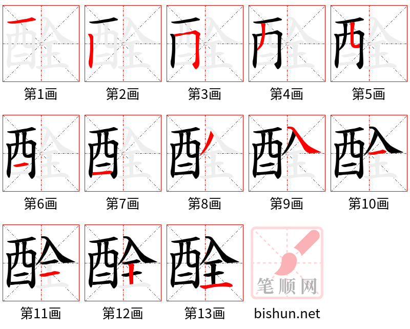 酫 笔顺规范