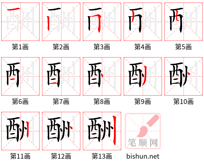 酬 笔顺规范