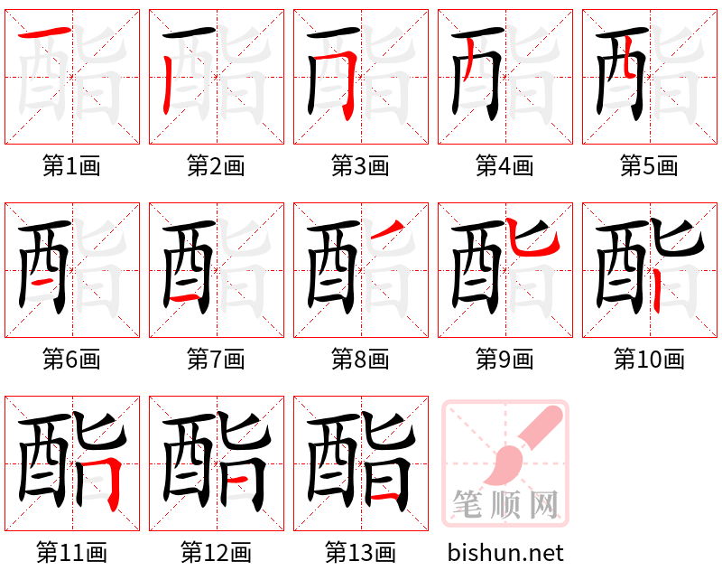 酯 笔顺规范