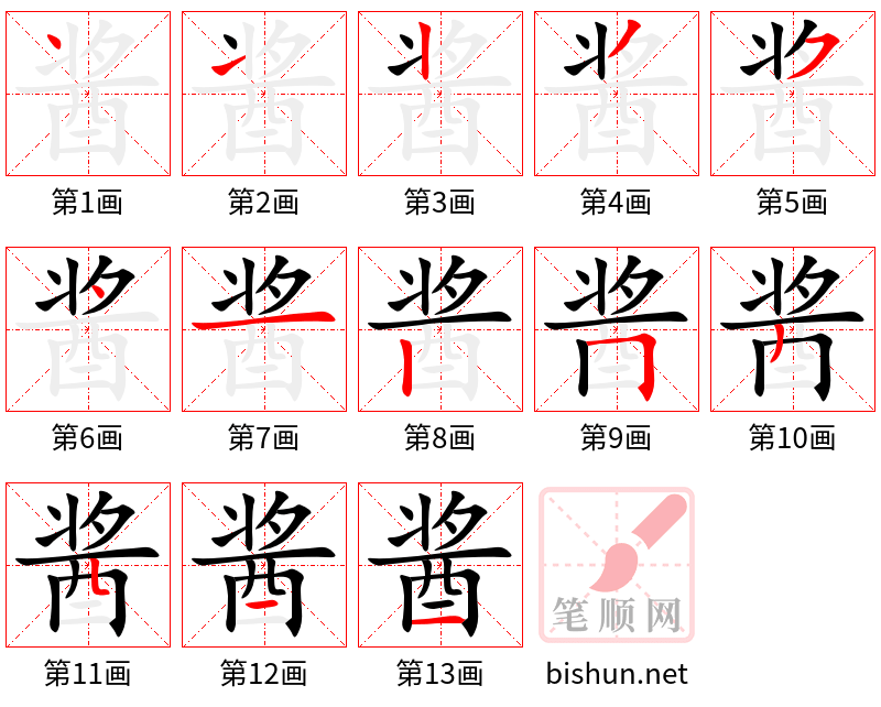 酱 笔顺规范