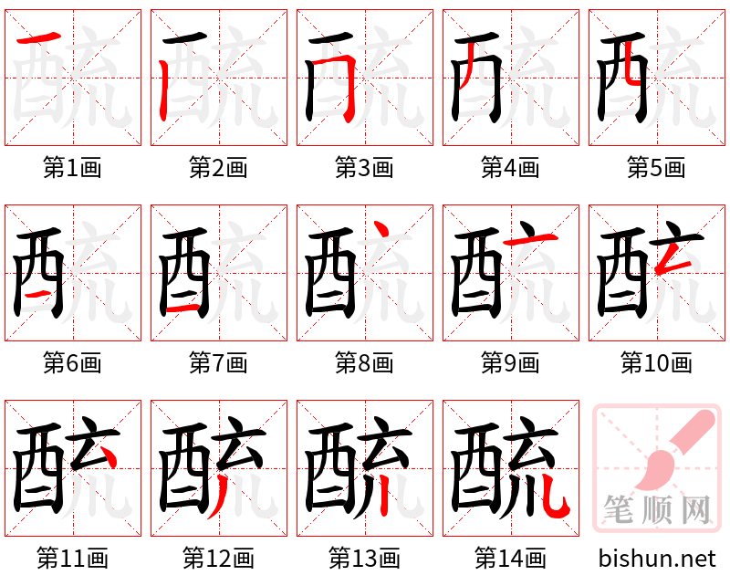 酼 笔顺规范