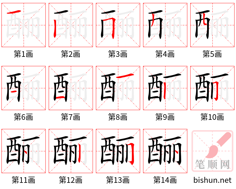 酾 笔顺规范