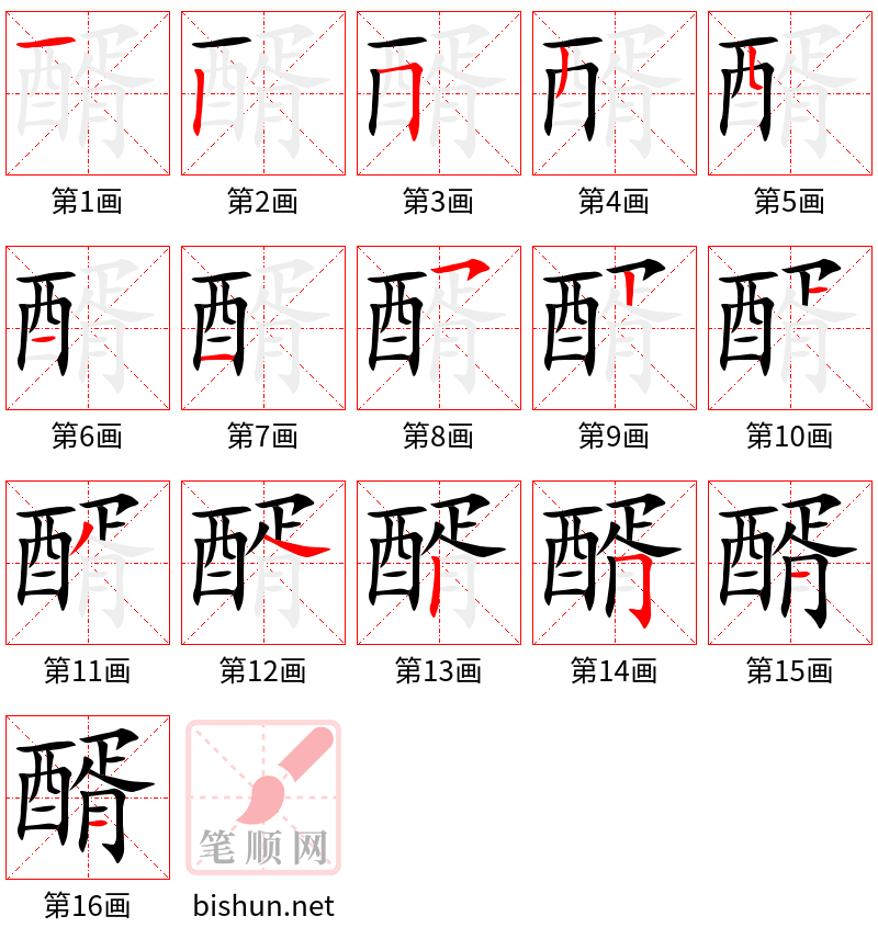 醑 笔顺规范