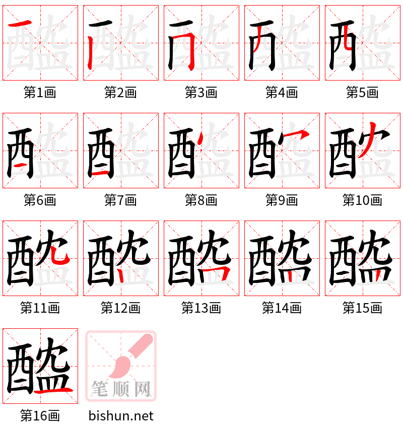 醓 笔顺规范