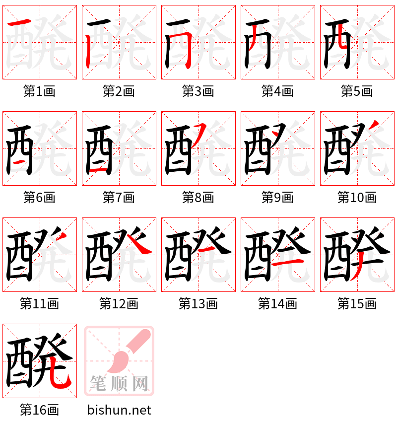 醗 笔顺规范