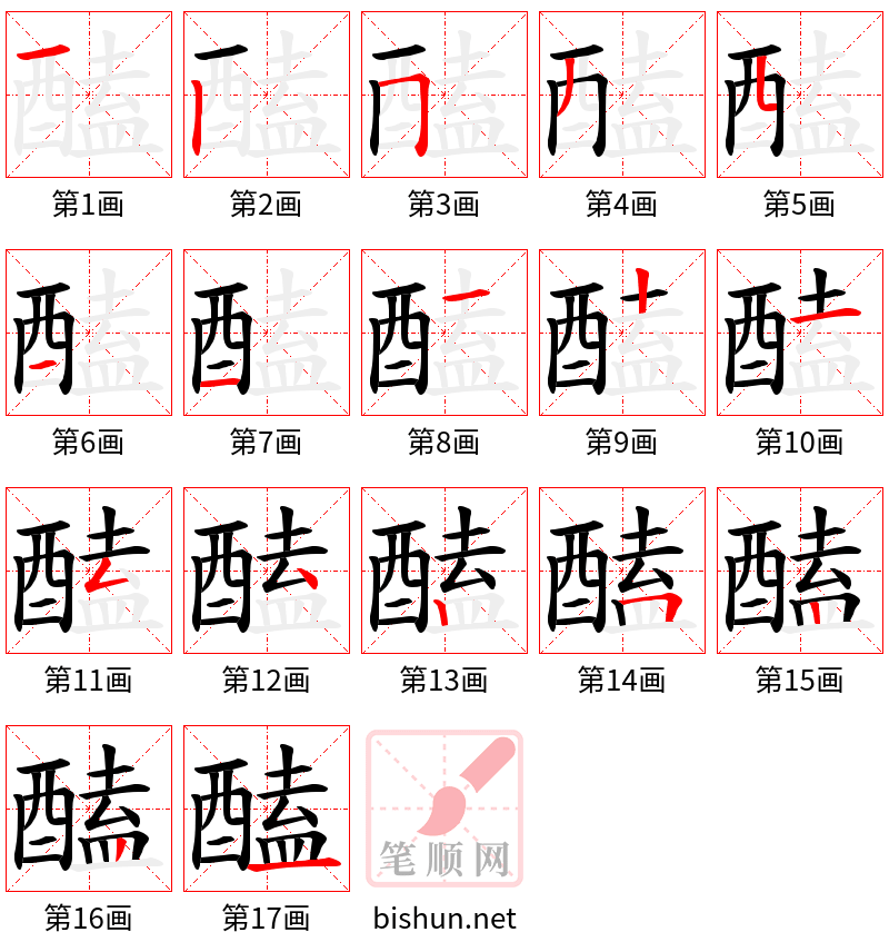 醘 笔顺规范