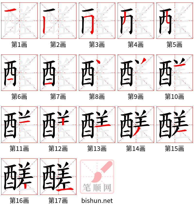 醝 笔顺规范