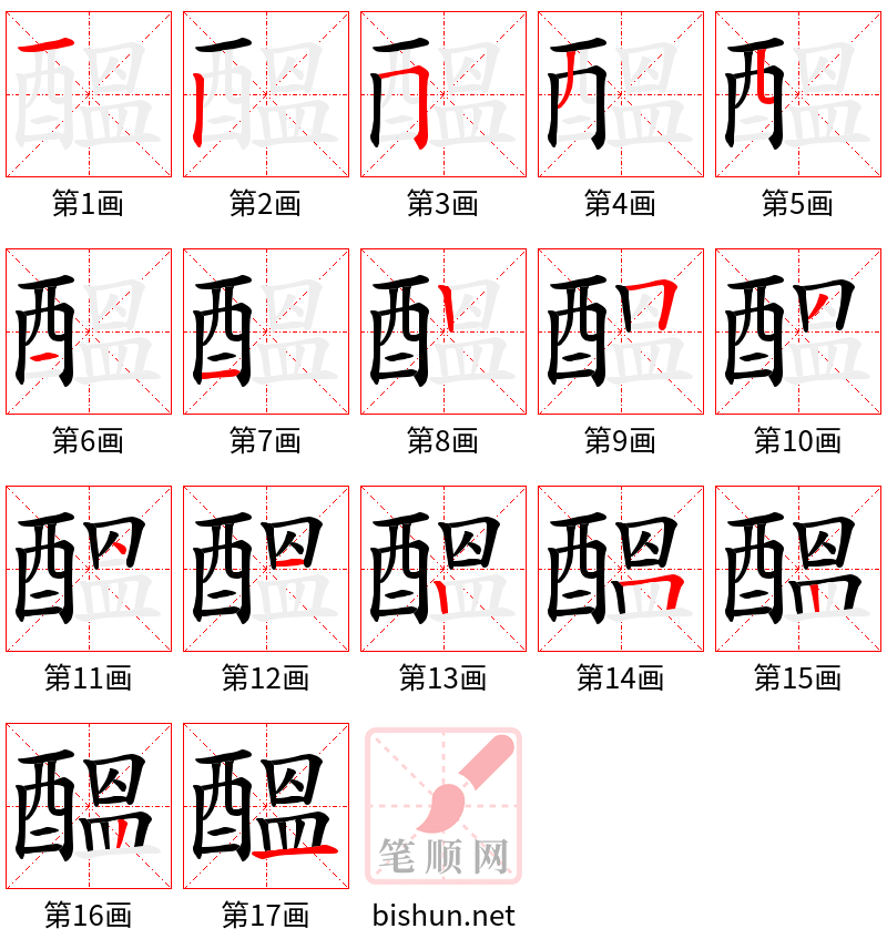 醞 笔顺规范