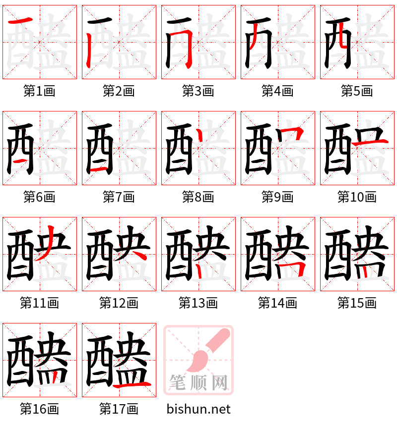 醠 笔顺规范