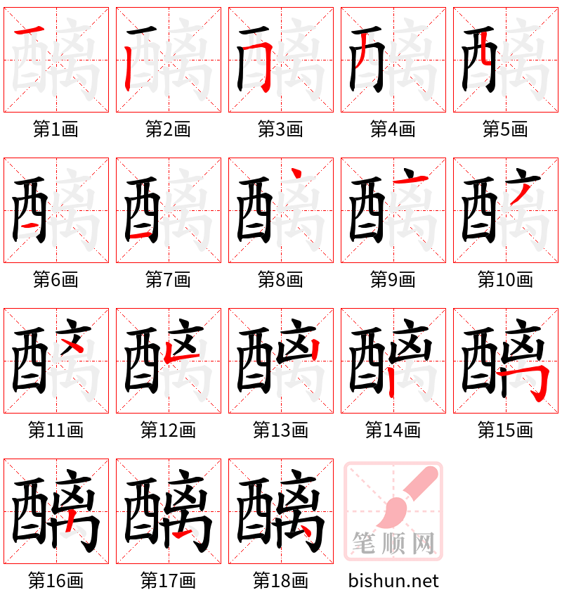 醨 笔顺规范