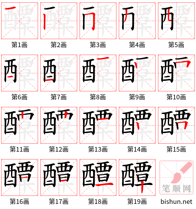 醰 笔顺规范