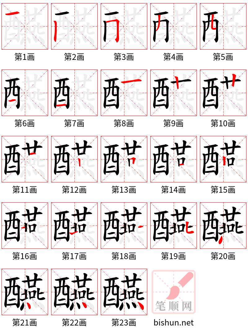 醼 笔顺规范