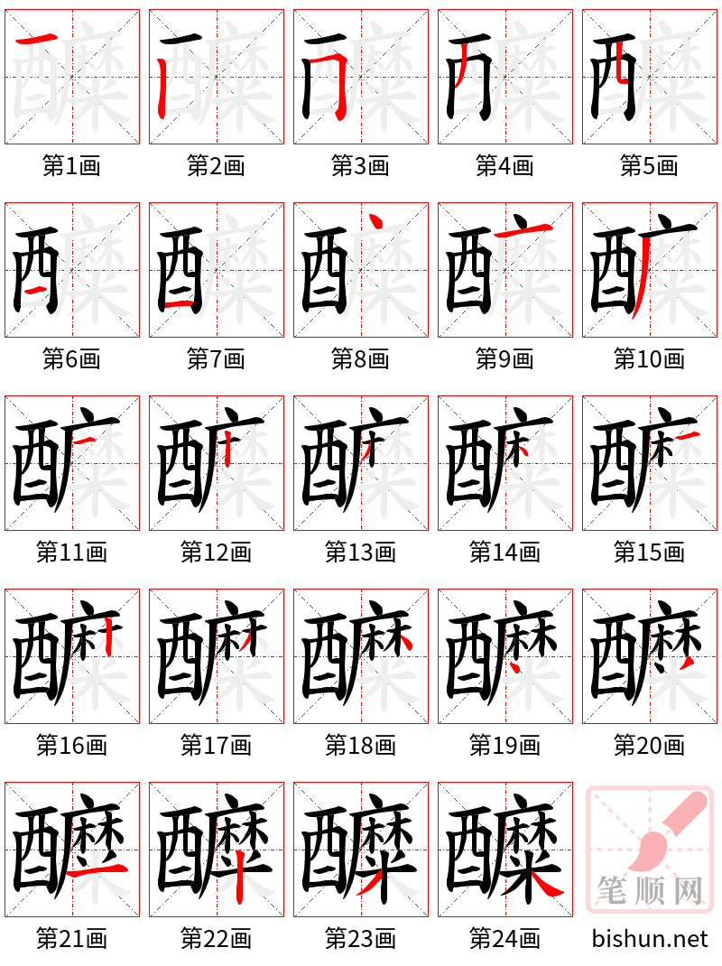 醾 笔顺规范