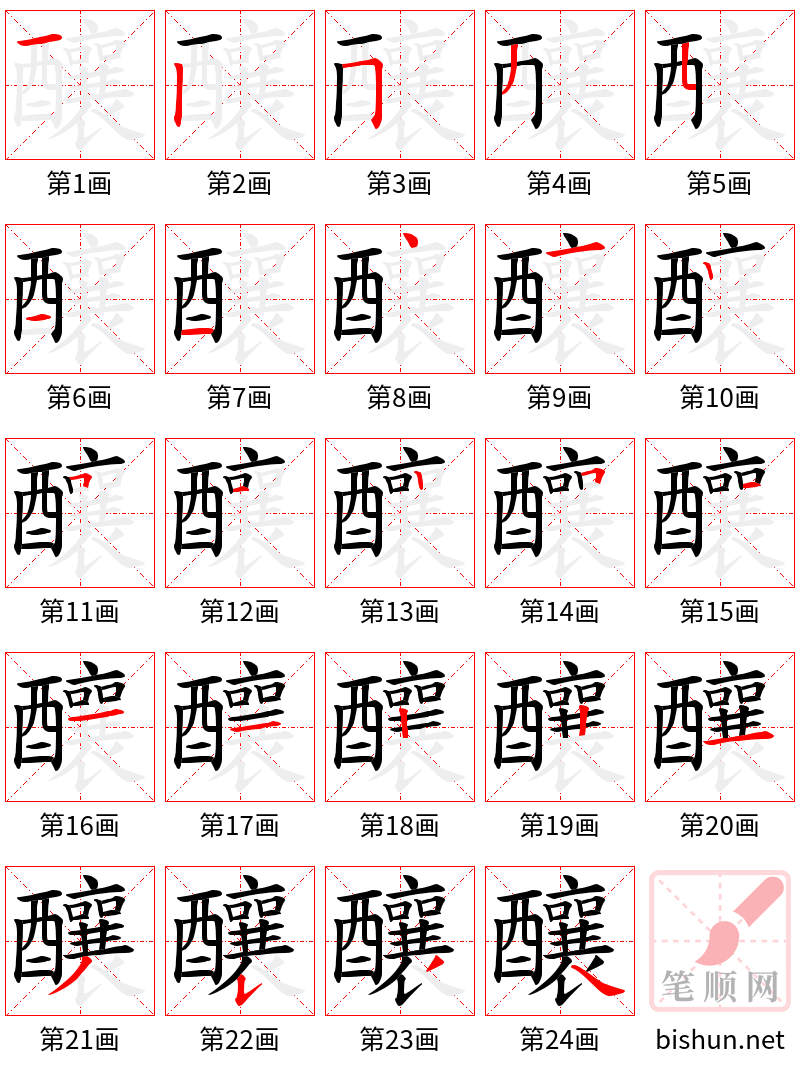 釀 笔顺规范