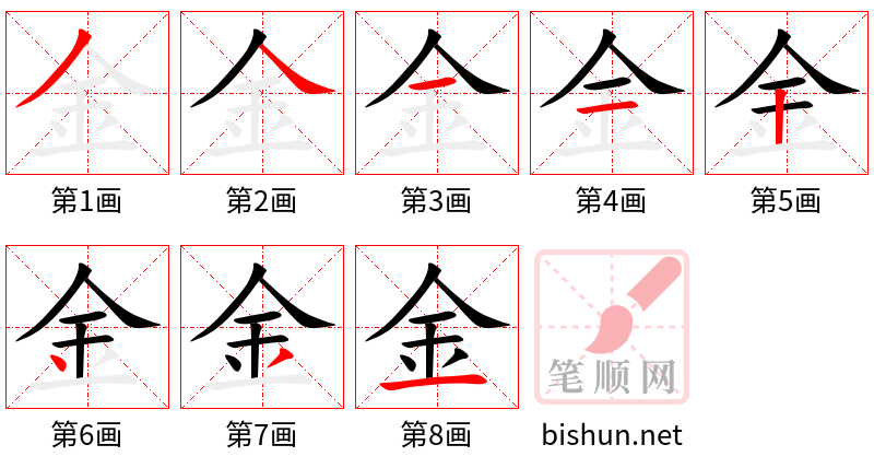 金 笔顺规范