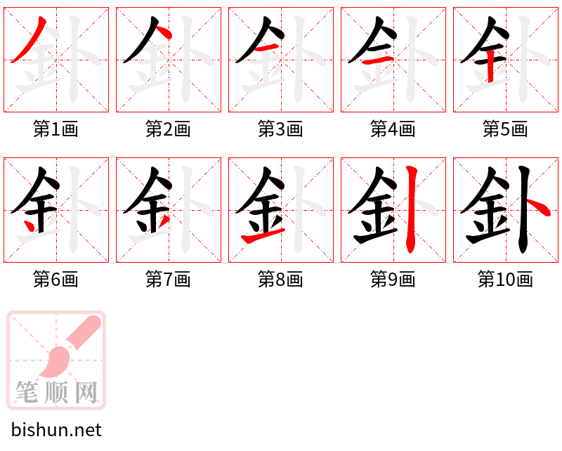 釙 笔顺规范