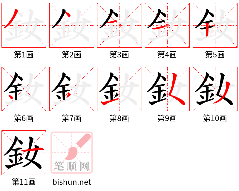 釹 笔顺规范