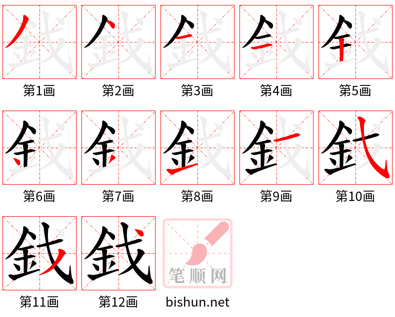 鈛 笔顺规范