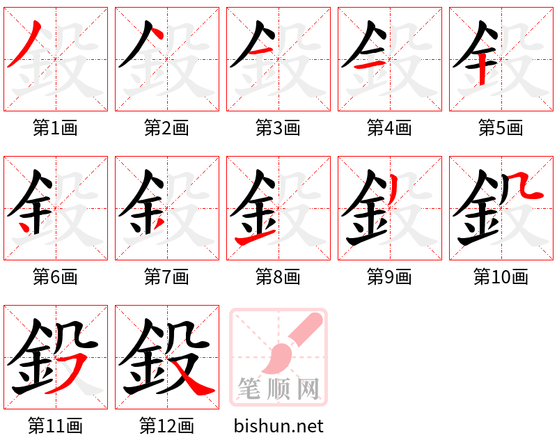 鈠 笔顺规范