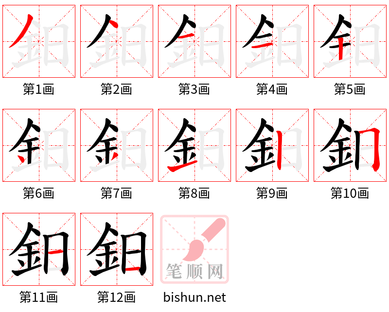 鈤 笔顺规范