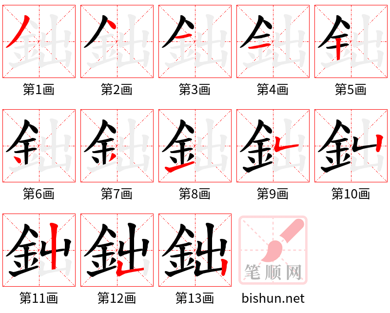 鈯 笔顺规范