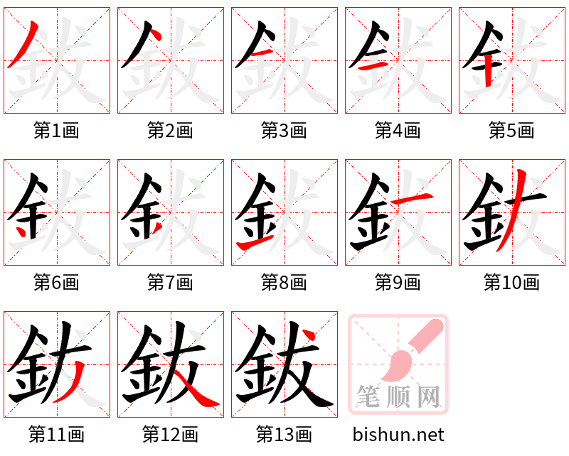 鈸 笔顺规范