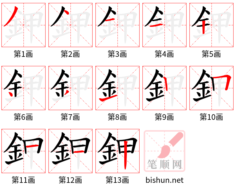 鉀 笔顺规范