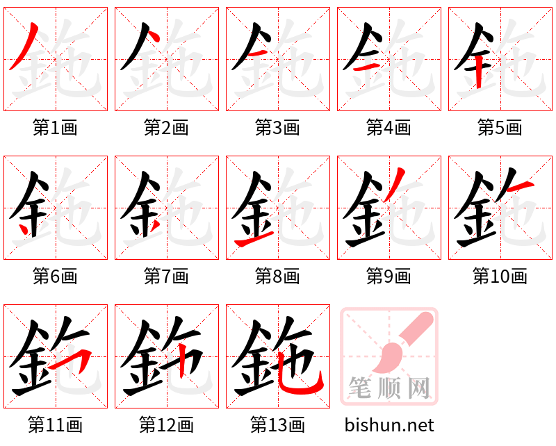 鉇 笔顺规范