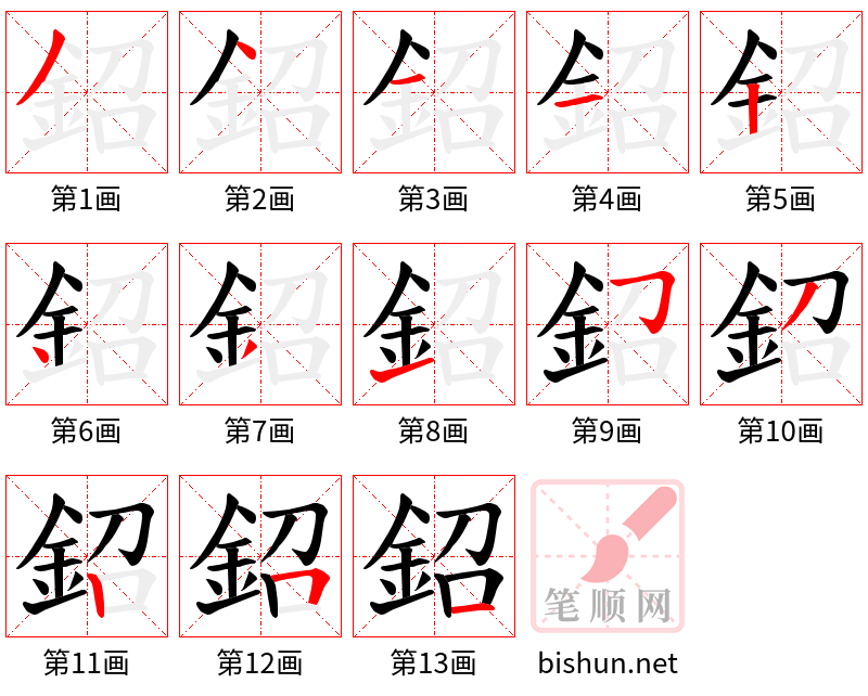 鉊 笔顺规范