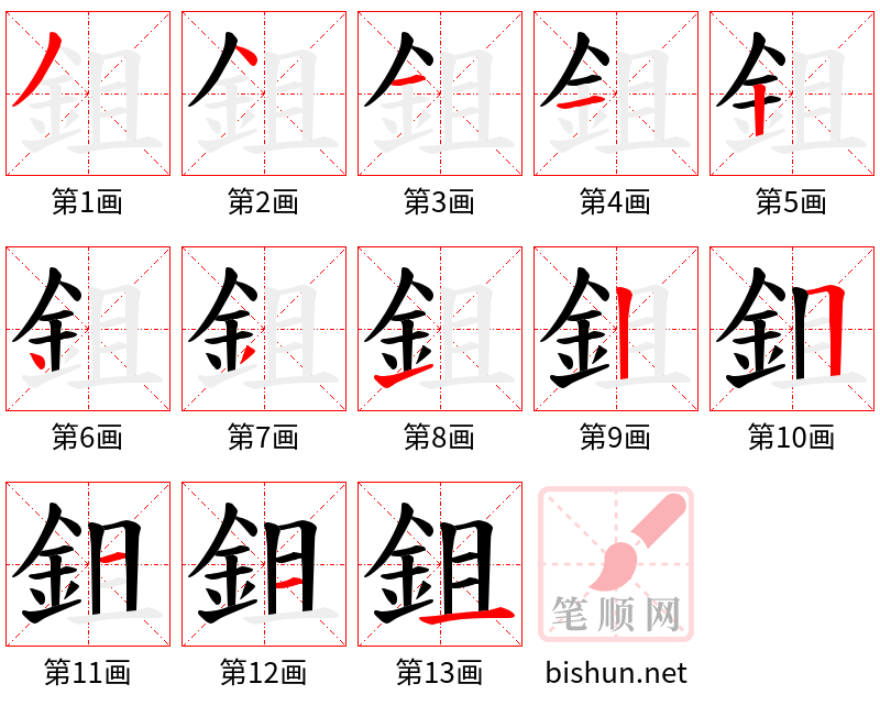 鉏 笔顺规范