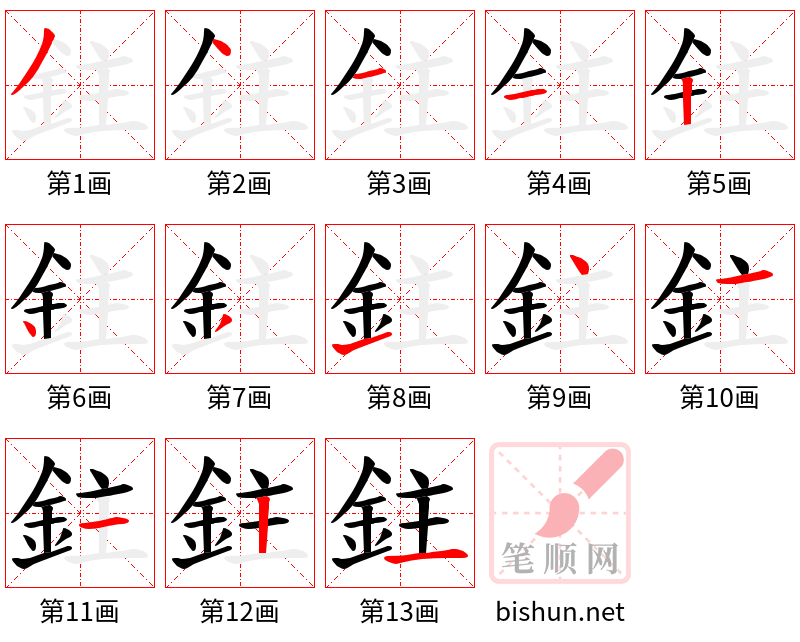 鉒 笔顺规范