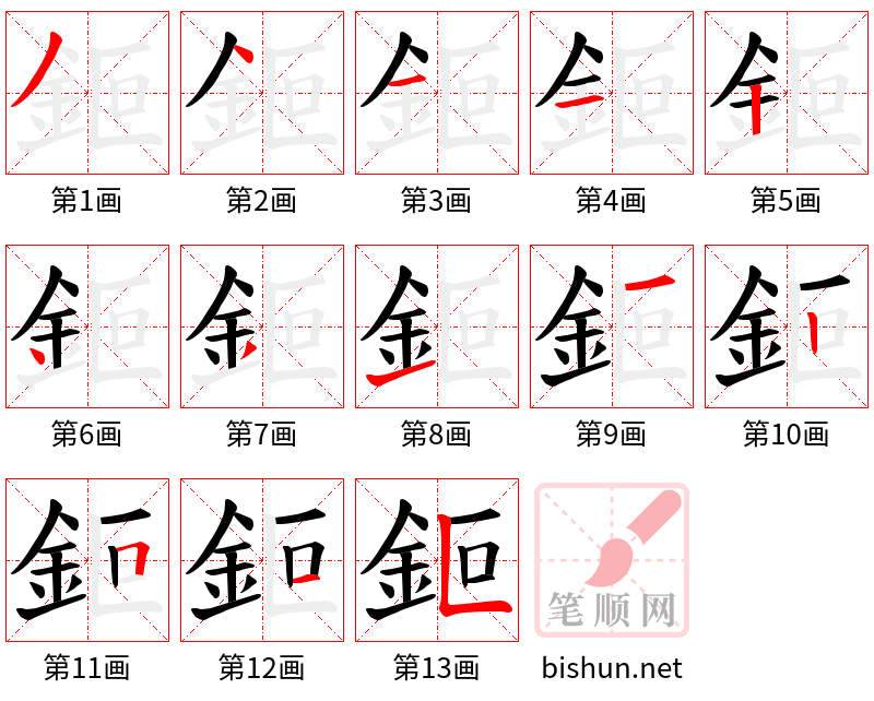 鉕 笔顺规范